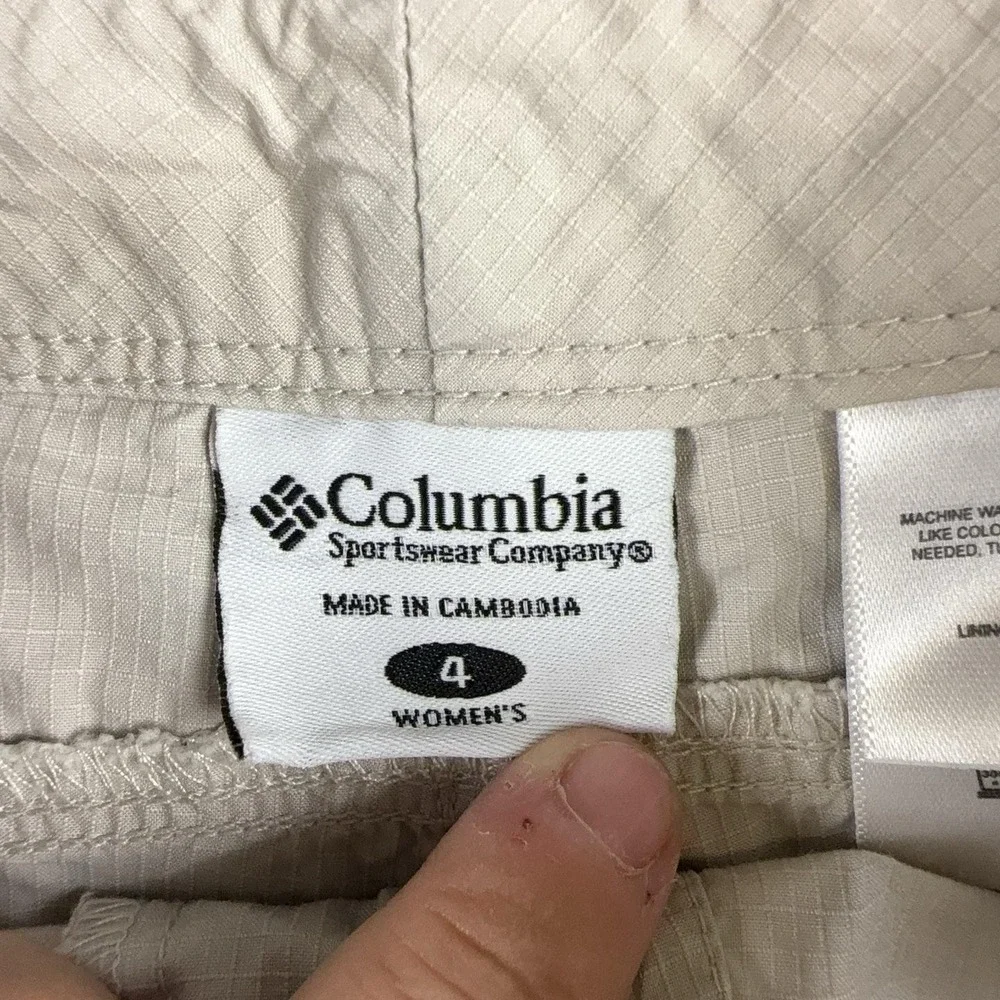 Columbia Skirt Womens 4 Beige Cotton Straight Short Zip Pockets Travel XL5007
